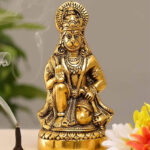 Metal Aluminium Bajrangbali Hanuman ji Sitting and Blessing posture Best Gift Item for Ram bhakt, Hanuman Bhakt, Temples. Mandir, etc. Affordable gift for all places