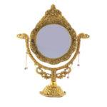 Metal made mirror cum photo frame Royal look, antique, handmade carved golden polish decorative item