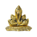 Metal made ganesh sculpture idol in shape of holy shells known as Shankh